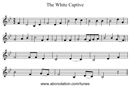 The White Captive - staff notation