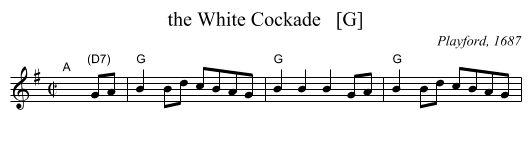the White Cockade   [G] - staff notation