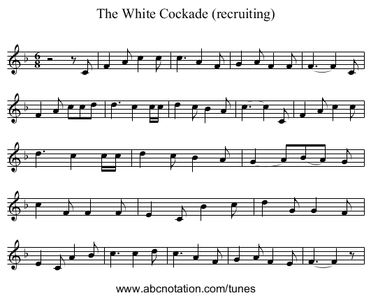 The White Cockade (recruiting) - staff notation