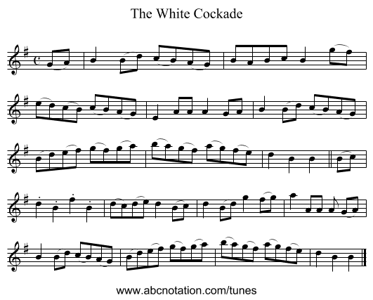 The White Cockade - staff notation