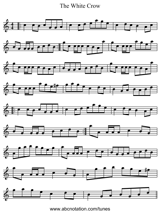 The White Crow - staff notation