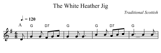 The White Heather Jig - staff notation