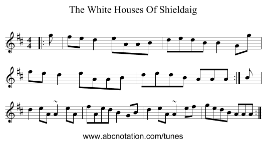 The White Houses Of Shieldaig - staff notation