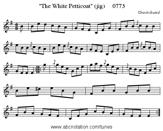 The White Petticoat (jig) 0773 - staff notation