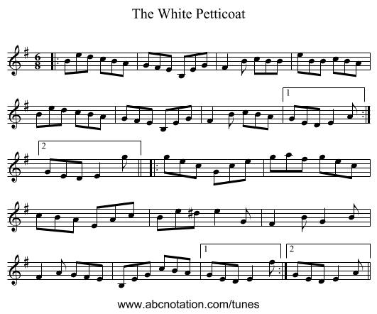 The White Petticoat - staff notation