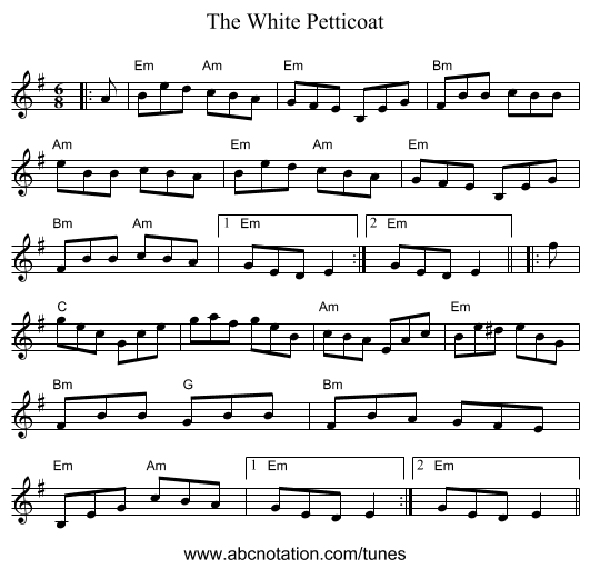 The White Petticoat - staff notation