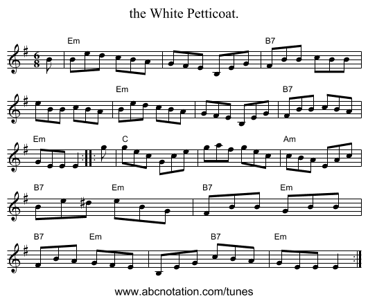 the White Petticoat. - staff notation