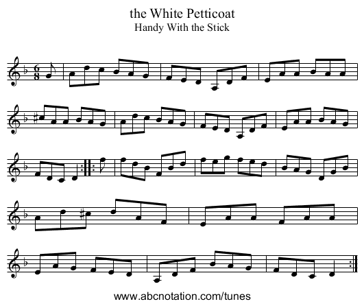 the White Petticoat - staff notation