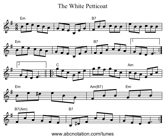 The White Petticoat - staff notation