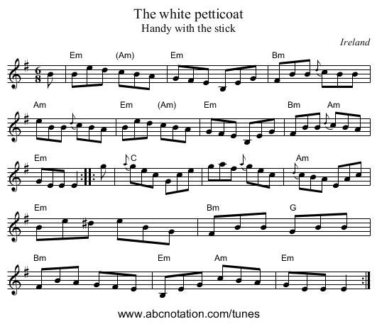 The white petticoat - staff notation