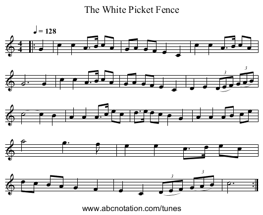 The White Picket Fence - staff notation