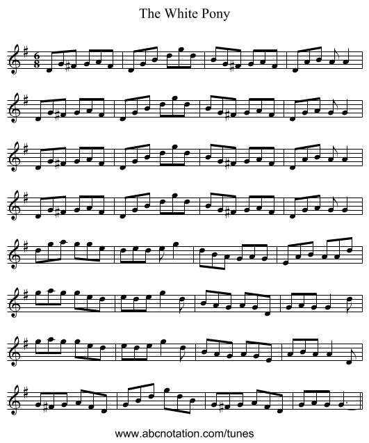 The White Pony - staff notation