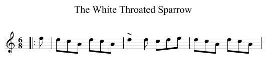 The White Throated Sparrow - staff notation