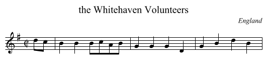 the Whitehaven Volunteers - staff notation