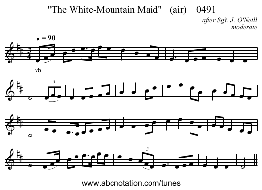 The White-Mountain Maid   (air)    0491 - staff notation