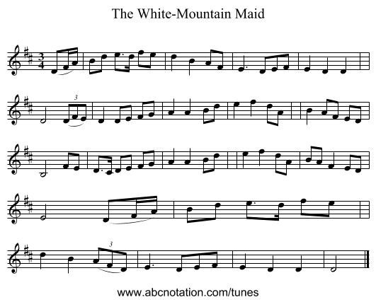The White-Mountain Maid - staff notation