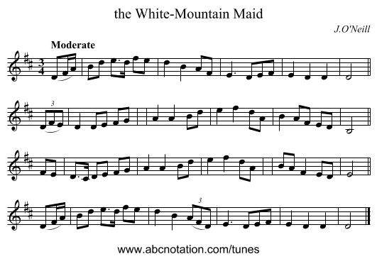 the White-Mountain Maid - staff notation