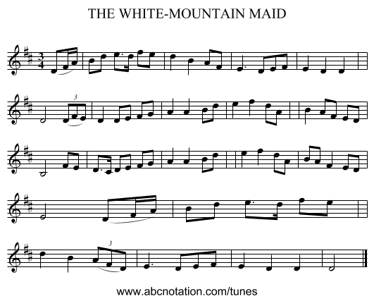 THE WHITE-MOUNTAIN MAID - staff notation
