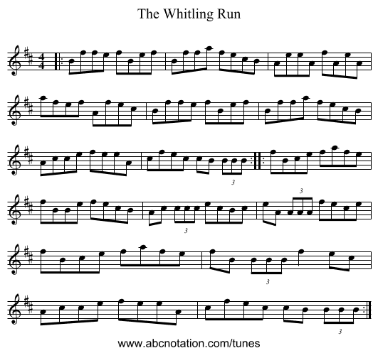 The Whitling Run - staff notation