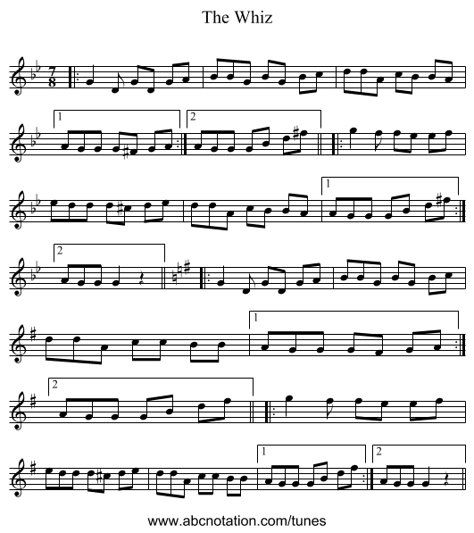 The Whiz - staff notation