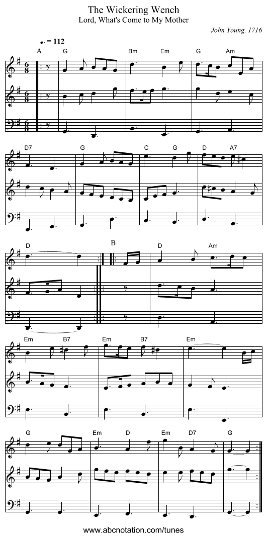 The Wickering Wench - staff notation