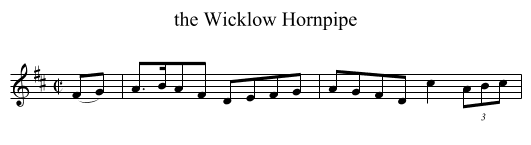 the Wicklow Hornpipe - staff notation