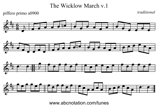 The Wicklow March v.1 - staff notation