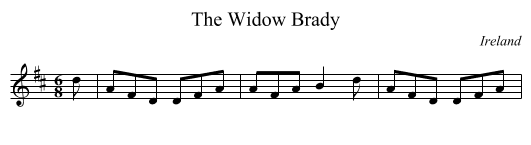 The Widow Brady - staff notation