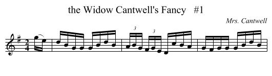 the Widow Cantwell's Fancy   #1 - staff notation