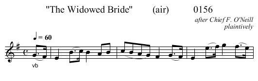 The Widowed Bride        (air)          0156 - staff notation