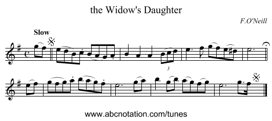 the Widow's Daughter - staff notation