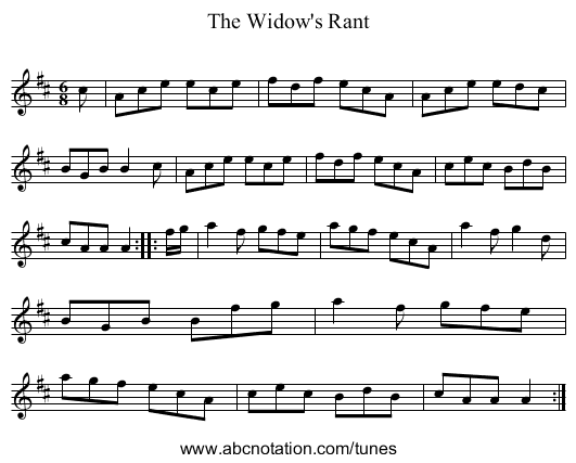 The Widow's Rant - staff notation