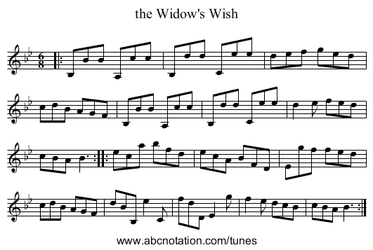 the Widow's Wish - staff notation