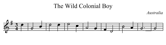 The Wild Colonial Boy - staff notation