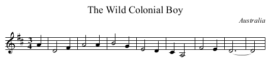 The Wild Colonial Boy - staff notation