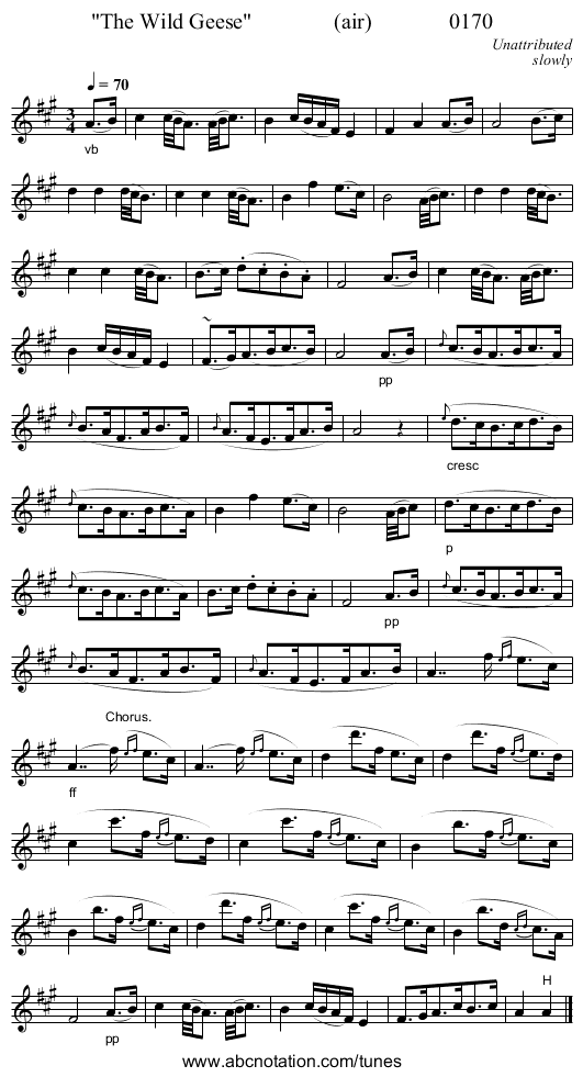 The Wild Geese (air) 0170 - staff notation