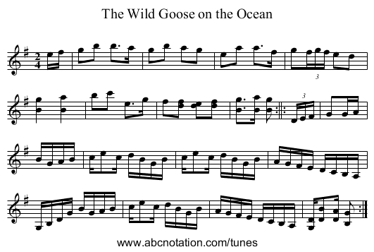The Wild Goose on the Ocean - staff notation