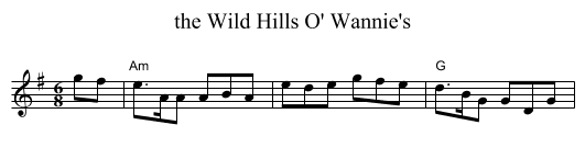 the Wild Hills O' Wannie's - staff notation