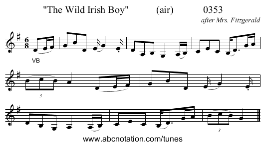 The Wild Irish Boy (air) 0353 - staff notation