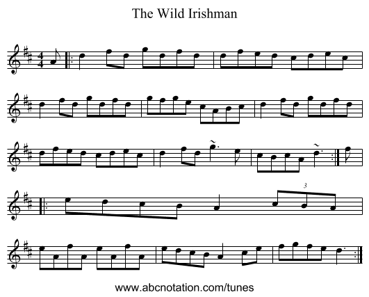 The Wild Irishman - staff notation