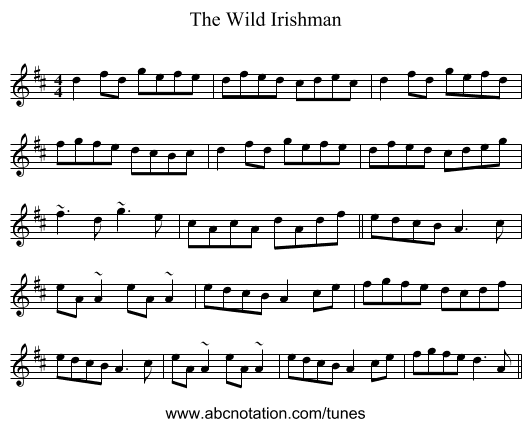 The Wild Irishman - staff notation