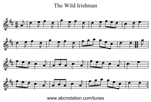 The Wild Irishman - staff notation