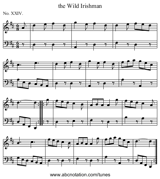 the Wild Irishman - staff notation