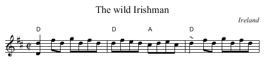 The wild Irishman - staff notation