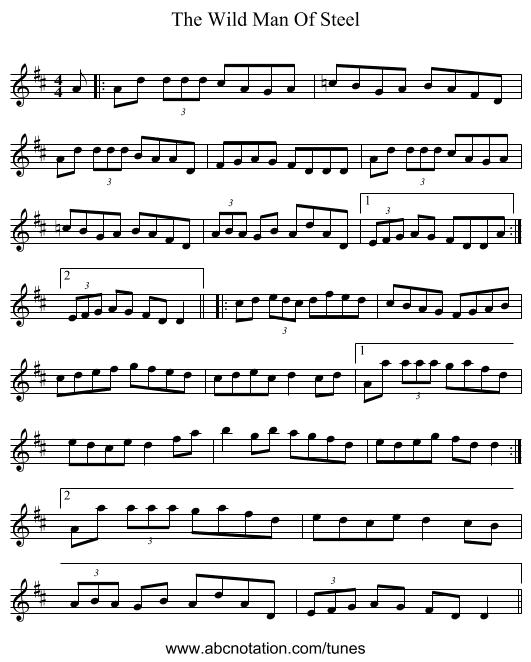 The Wild Man Of Steel - staff notation