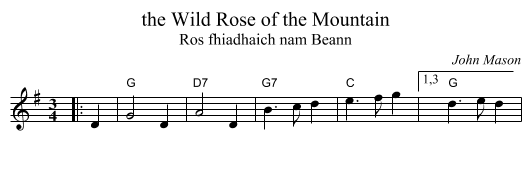 the Wild Rose of the Mountain - staff notation