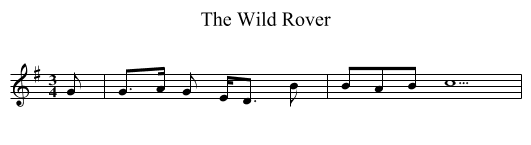 The Wild Rover - staff notation