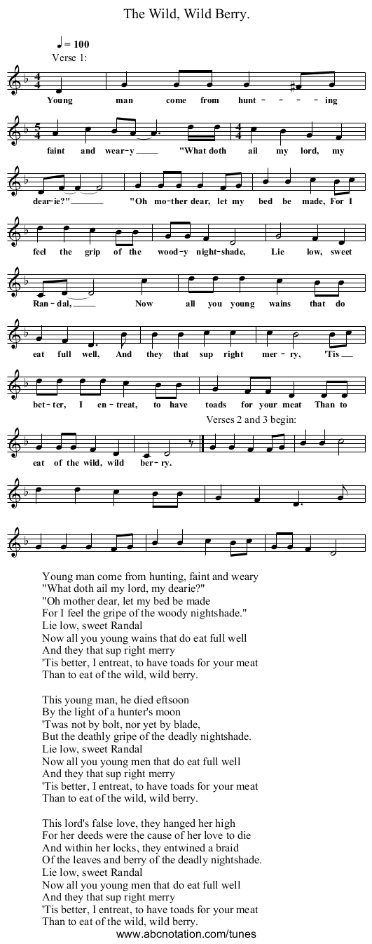 The Wild, Wild Berry. - staff notation