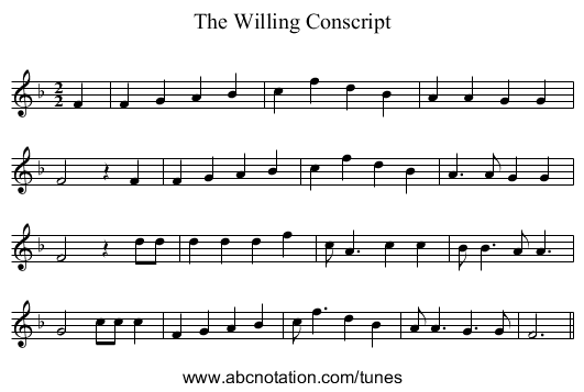 The Willing Conscript - staff notation