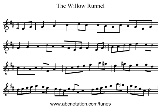 The Willow Runnel - staff notation